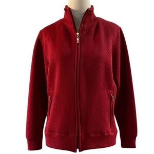 BYDESIGN QUILTED ZIP FRONT JACKET RED SIZE SMALL